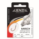 JENZI Zielfischhaken Gebunden Premium Barsch Gr.6 80cm 0,25mm Rot 10Stk.