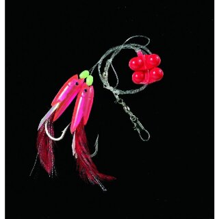 DEGA Dorsch-Vorfach mit Rattle-Beads Gr.6/0 90cm 0,8mm Rot+Pink