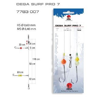DEGA Brandungsvorfach Surf Pro 7 Gr.1 110cm 0,6mm 0,4mm