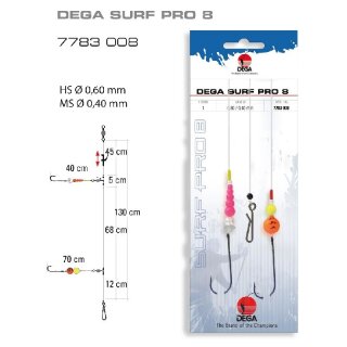 DEGA Brandungsvorfach Surf Pro 8 Gr.1 130cm 0,6mm 0,4mm