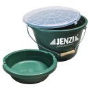 JENZI feeding bucket with insert + lid 25l green