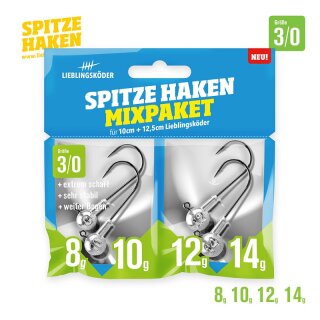 LIEBLINGSKÖDER Spitze Haken Mixpaket NEU Gr.3/0 8g 10g 12g 14g 4Stk.