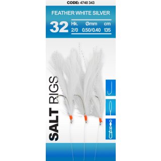 SPRO 32 Salt Rig Feather Gr.2 135cm 0,5/0,4mm White Silver