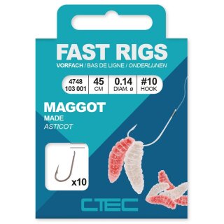 C-TEC Fast Rigs Maggot Gr.16 45cm 0,10mm 10Stk.
