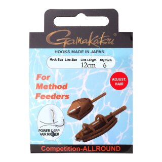 GAMAKATSU Hook Method Feeder Hair Adjustable Gr.10 12cm 0,25mm 6Stk.