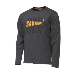 SAVAGE GEAR Simply Savage Logo Tee Long Sleve XXL Dark Grey Melange
