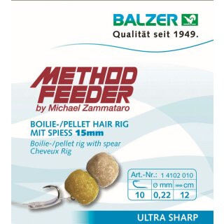 BALZER Feedermaster Hair Rig mit Speer Gr.10 12cm 0,22mm 5Stk.