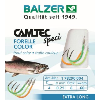 BALZER Camtec Forelle Farbig UV Gr.8 0,20mm 60cm 6Stk.