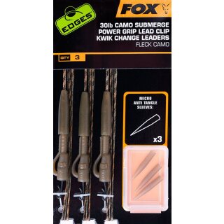 FOX Edges Camo Submerge Power Grip Lead Clip Kwik Change Kit 75cm 13,6kg