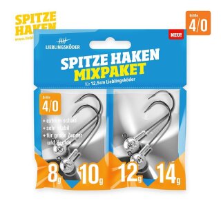 LIEBLINGSKÖDER Spitze Haken Mixpaket Gr.4/0  8g 10g 12g 14g 4Stk.