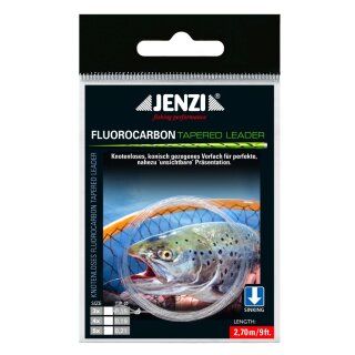 JENZI Fluorocarbon Fly Tapered Leader 3x 0,51mm 0,21mm 2,7m Clear