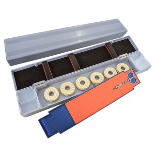 JENZI Kunststoff-Box Länglich inkl. 6 Spulen + Schere 45x7,5x4cm Blau-Grau