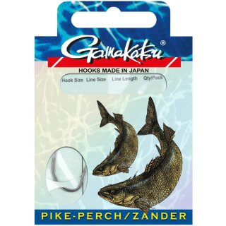 GAMAKATSU Hook Pike-Perch Worm 36 Gr.1 60cm 0,22mm NS Black 6Stk.