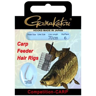GAMAKATSU Carp Feeder Hair Rig 3310 Gr.14 70cm 0,16mm Bronze 6Stk.