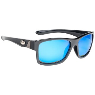 STRIKE KING SK Pro Sunglasses Shiny Black Frame White Blue Mirror Gray Base Lens