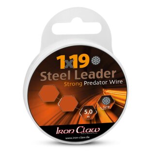 IRON CLAW 1x19 Steel Leader 0,4mm 9kg 5m Schwarz