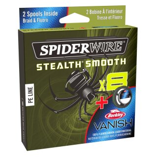 SPIDERWIRE Stealth Smooth 8 Berkley Vanish Duo Spool 0,09mm 0,25mm 7,5kg 4,5kg 150m 50m Moss Green Clear