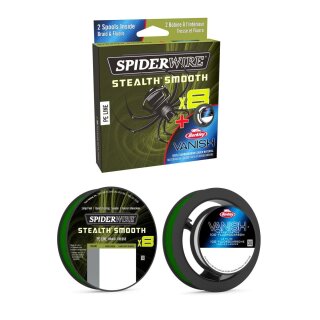 SPIDERWIRE Stealth Smooth 8 Berkley Vanish Duo Spool 0,11mm 0,3mm 10,3kg 5kg 150m 50m Moss Green Clear Vanish