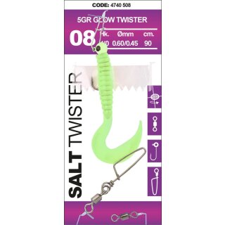 SPRO Salt Twister 08 Gr.1/0 5g 90cm 0,45mm 0,6mm Glow