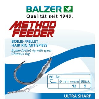 BALZER Feedermaster Method Feeder Hair Rig mit Speer Gr.6 12cm 0,27mm 5Stk.