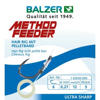 BALZER Feedermaster Method Feeder Rig mit Pelletring Gr.6 12cm 0,27mm 5Stk.