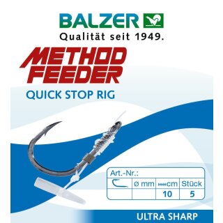 BALZER Feedermaster Method Feeder Quick Stop Rig Gr.8 10cm 0,25mm 5Stk.