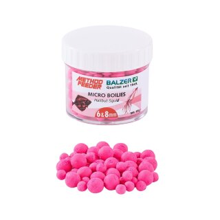 BALZER Method Feeder Micro Boilies 6mm 8mm 60g Heilbutt-Tintenfisch Pink