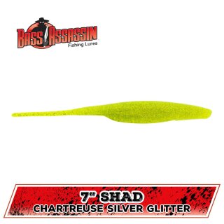 BASS ASSASSIN 7" Shad 17,8cm Chartreuse Silver Glitter 4Stk.