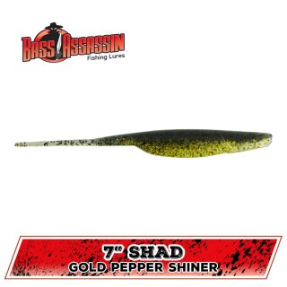 BASS ASSASSIN 7" Shad 17,8cm Gold Pepper Shiner 4Stk.