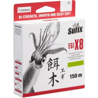 SUFIX Egi X8 Braid 0,16mm 10,5kg 150m Neon Chartreuse