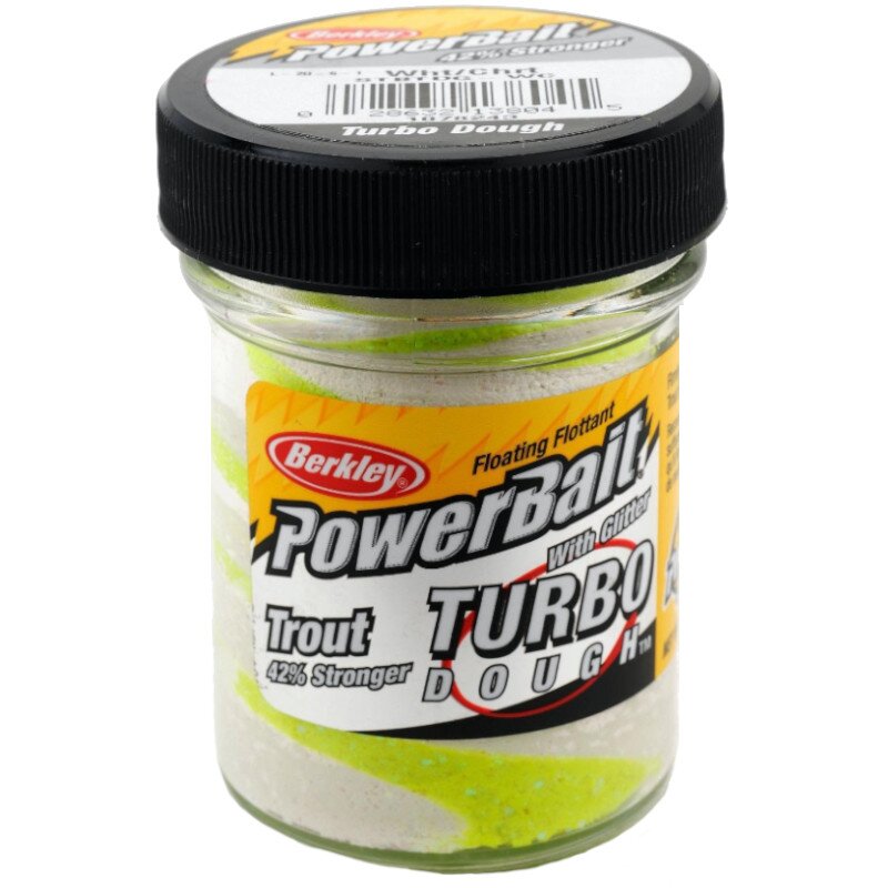 BERKLEY Powerbait Select Glitter Turbo Dough 50g Weiß/Chartreuse