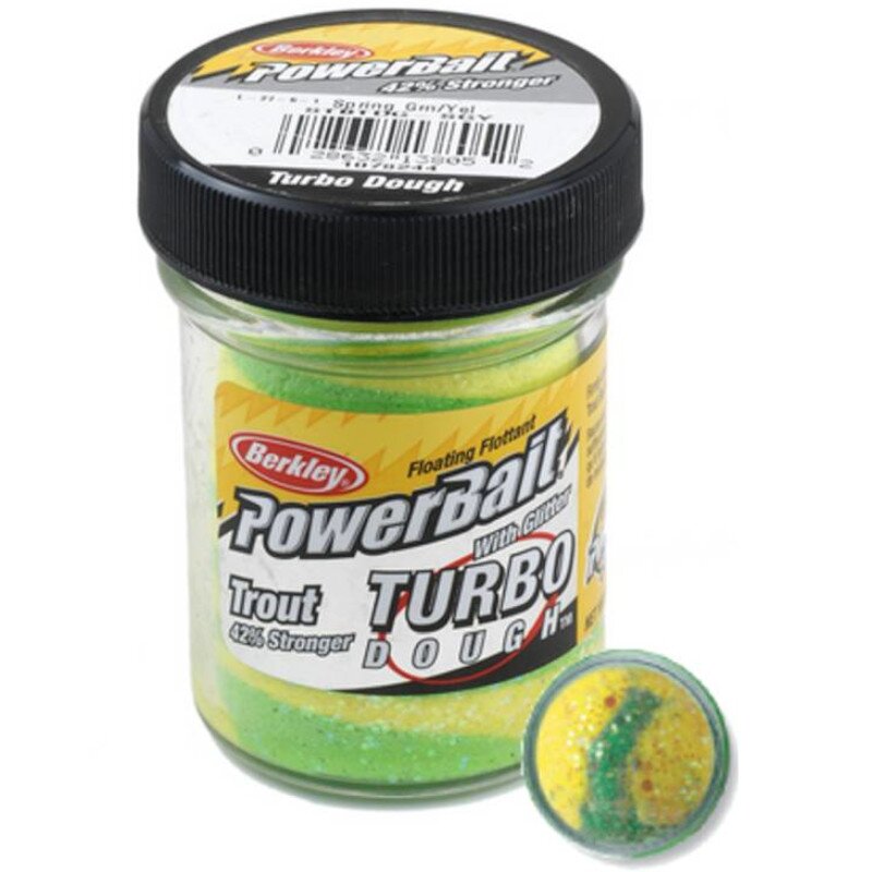 BERKLEY Powerbait Select Glitter Turbo Dough 50g Spring Green/Yellow
