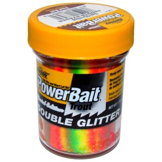 BERKLEY Powerbait Double Glitter Twist 50g Sonnenschein Gelb/Frühlingsgrün/Fluo Red